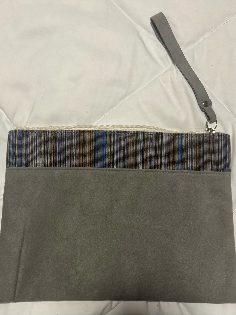 Rare 2017 KnollTextiles 70th Anniversary Ultrasuede Striae Stripe Clutch
